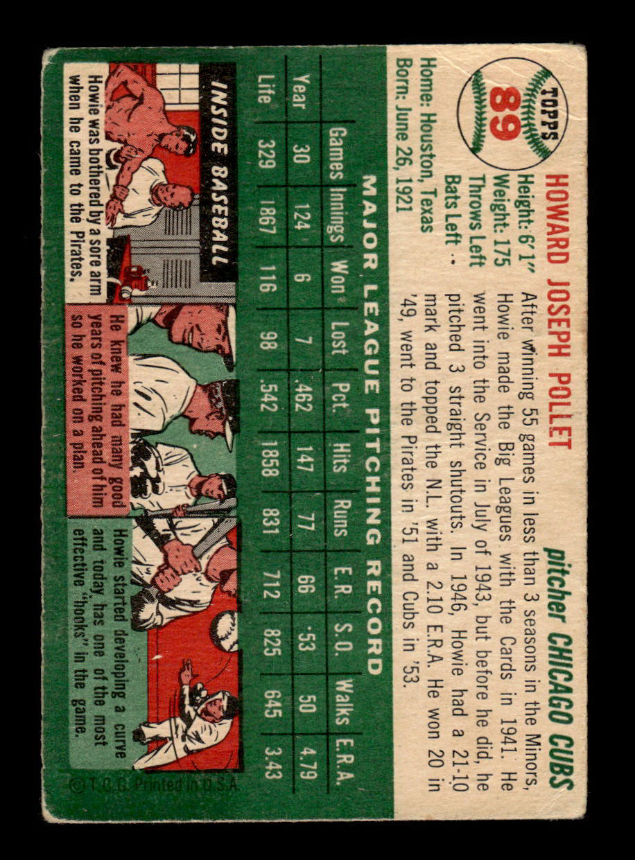 1954 Topps #89 Howie Pollet Chicago Cubs VG 54T10007783