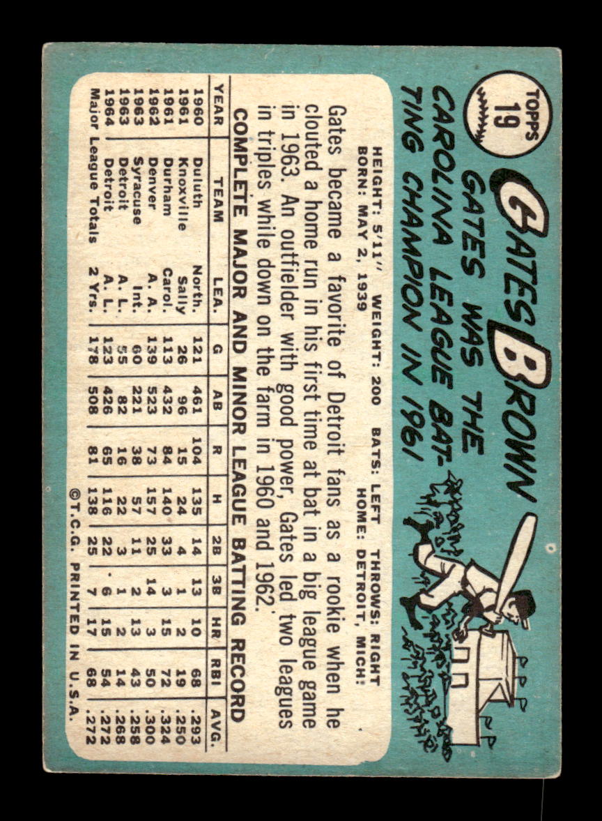 1965 Topps #19 Gates Brown Detroit Tigers VG 54T10007892
