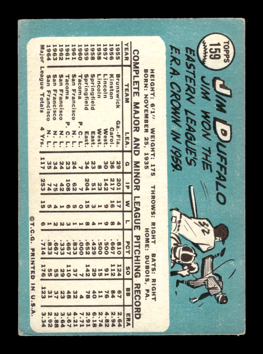 1965 Topps #159 Jim Duffalo San Francisco Giants VG 54T10007977