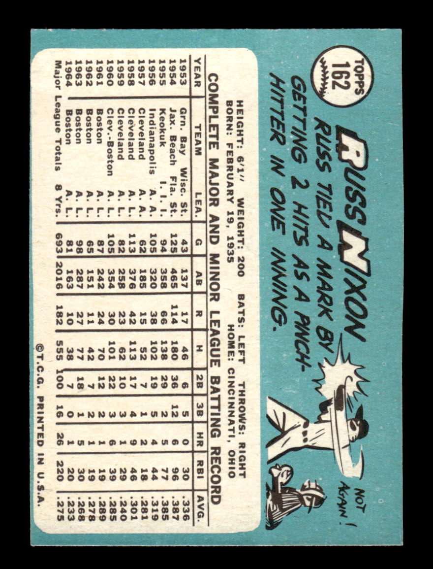 1965 Topps #162 Russ Nixon Boston Red Sox VG 54T10007978