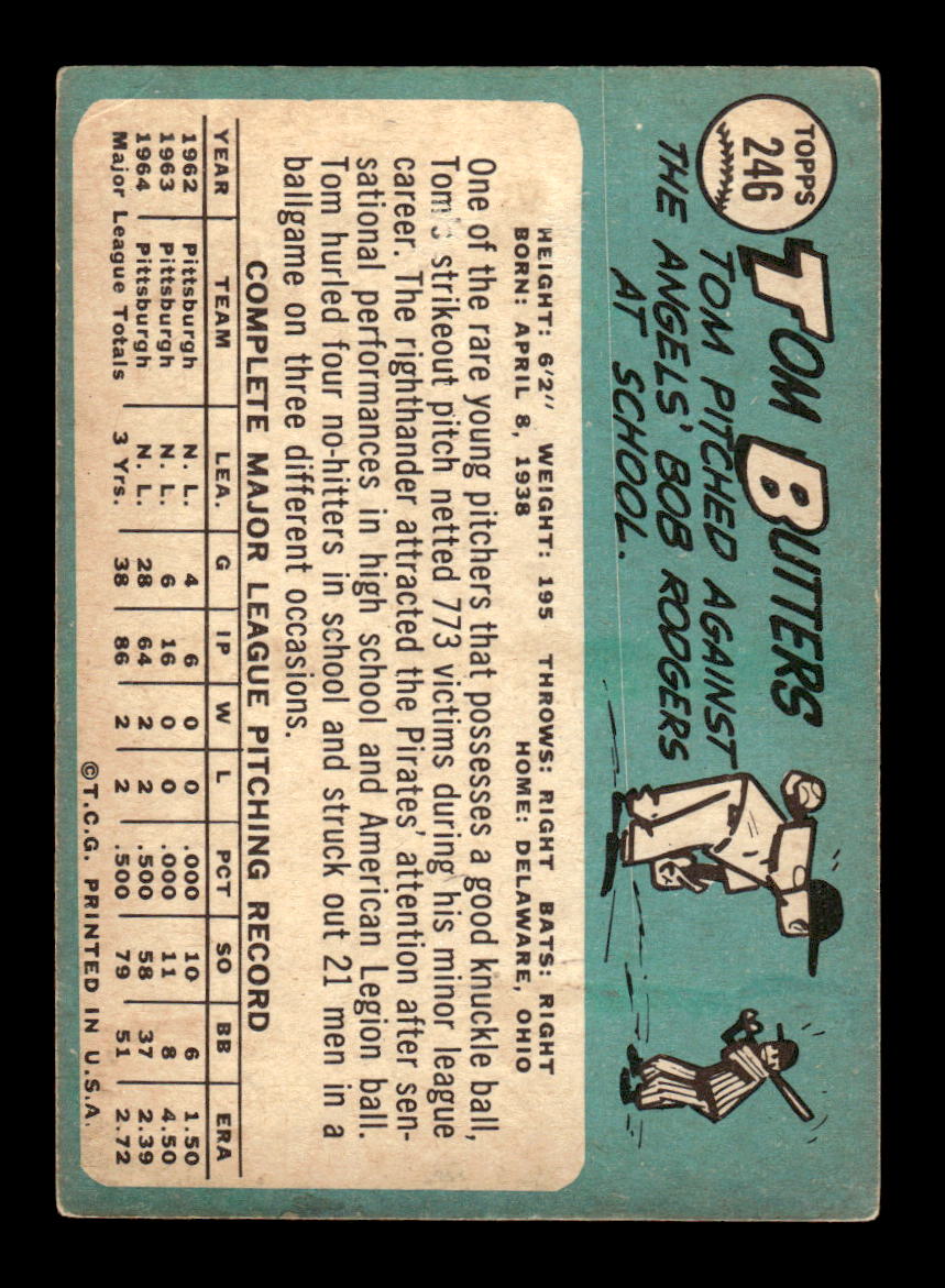 1965 Topps #246 Tom Butters Pittsburgh Pirates VG 54T10008021