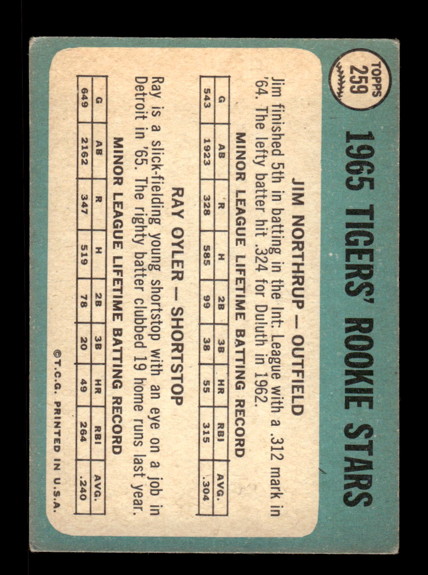 1965 Topps #259 Tigers 1965 Rookie Stars Northrup Oyler VG 54T10008028
