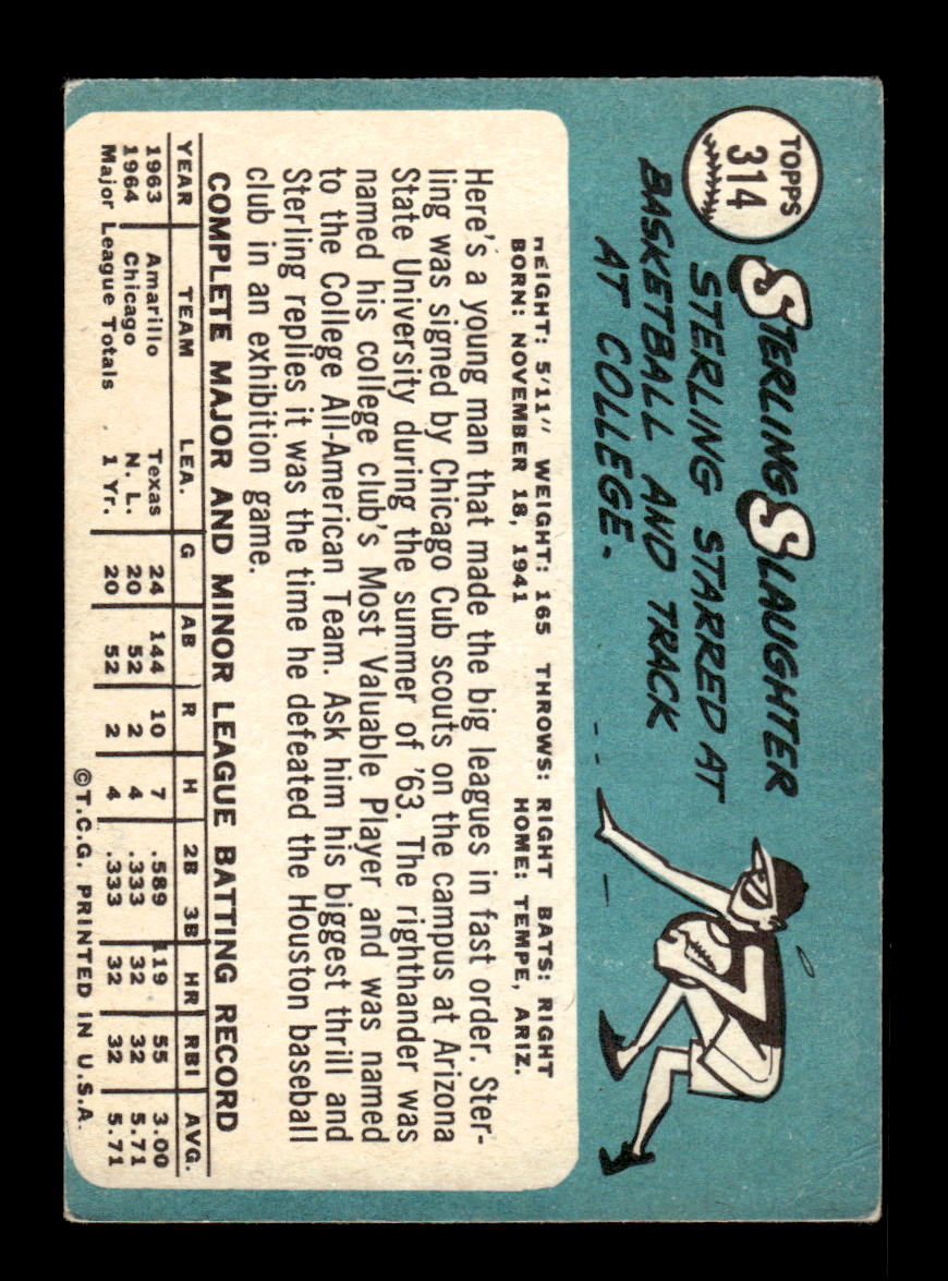 1965 Topps #314 Sterling Slaughter Chicago Cubs VG 54T10008058