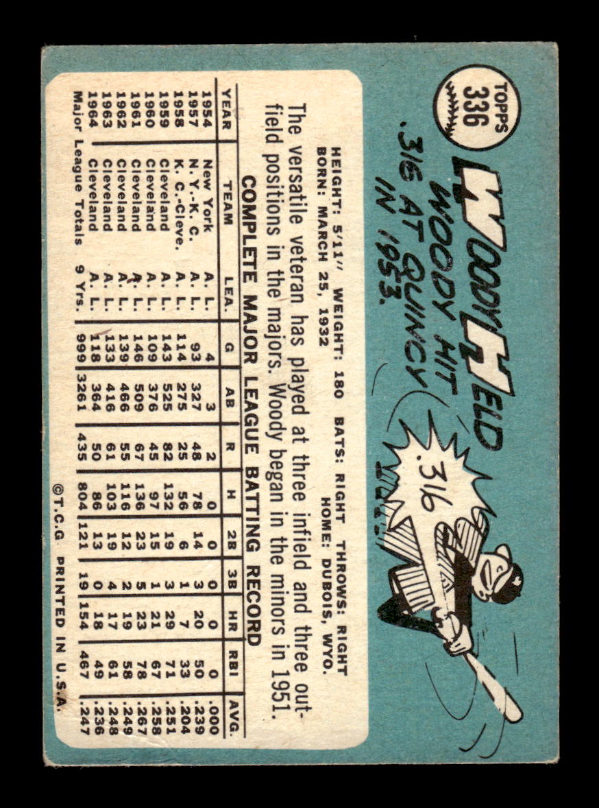 1965 Topps #336 Woodie Held Washington Senators VG 54T10008066