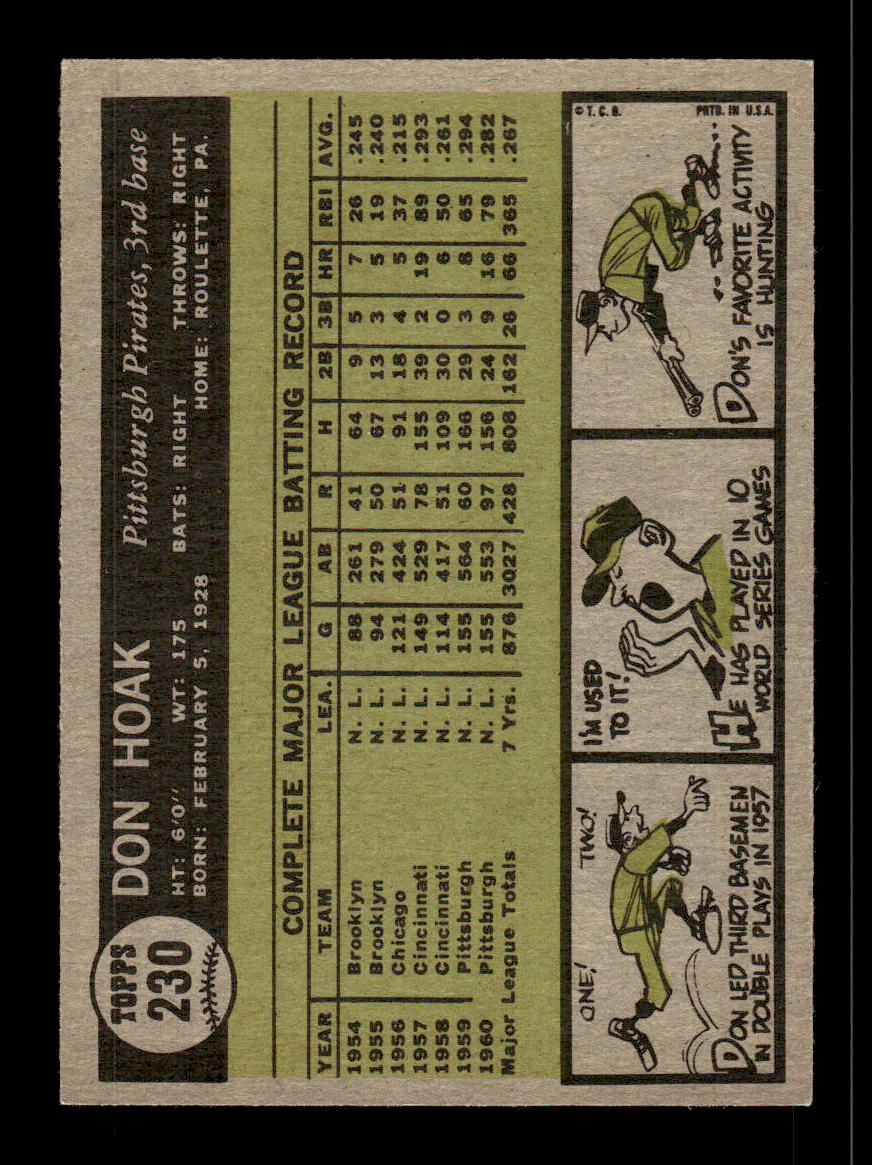 1961 Topps #230 Don Hoak Pittsburgh Pirates EXMT KC10008503