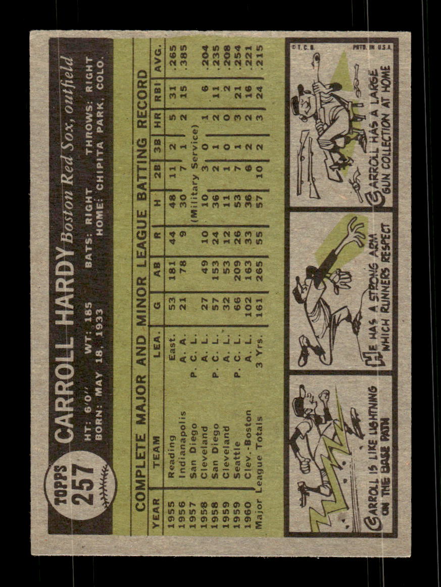1961 Topps #257 Carroll Hardy Boston Red Sox EXMT KC10008528