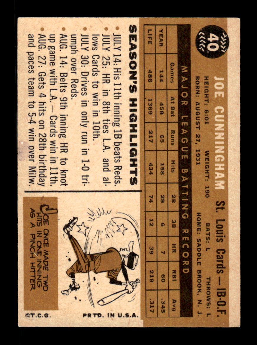 1960 Topps #40 Joe Cunningham St. Louis Cardinals EXMT KC10008726
