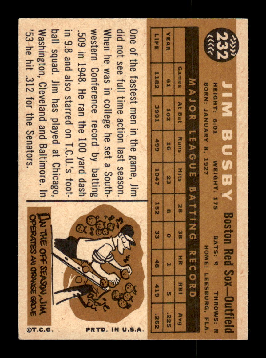 1960 Topps #232 Jim Busby Boston Red Sox EXMT KC10008884