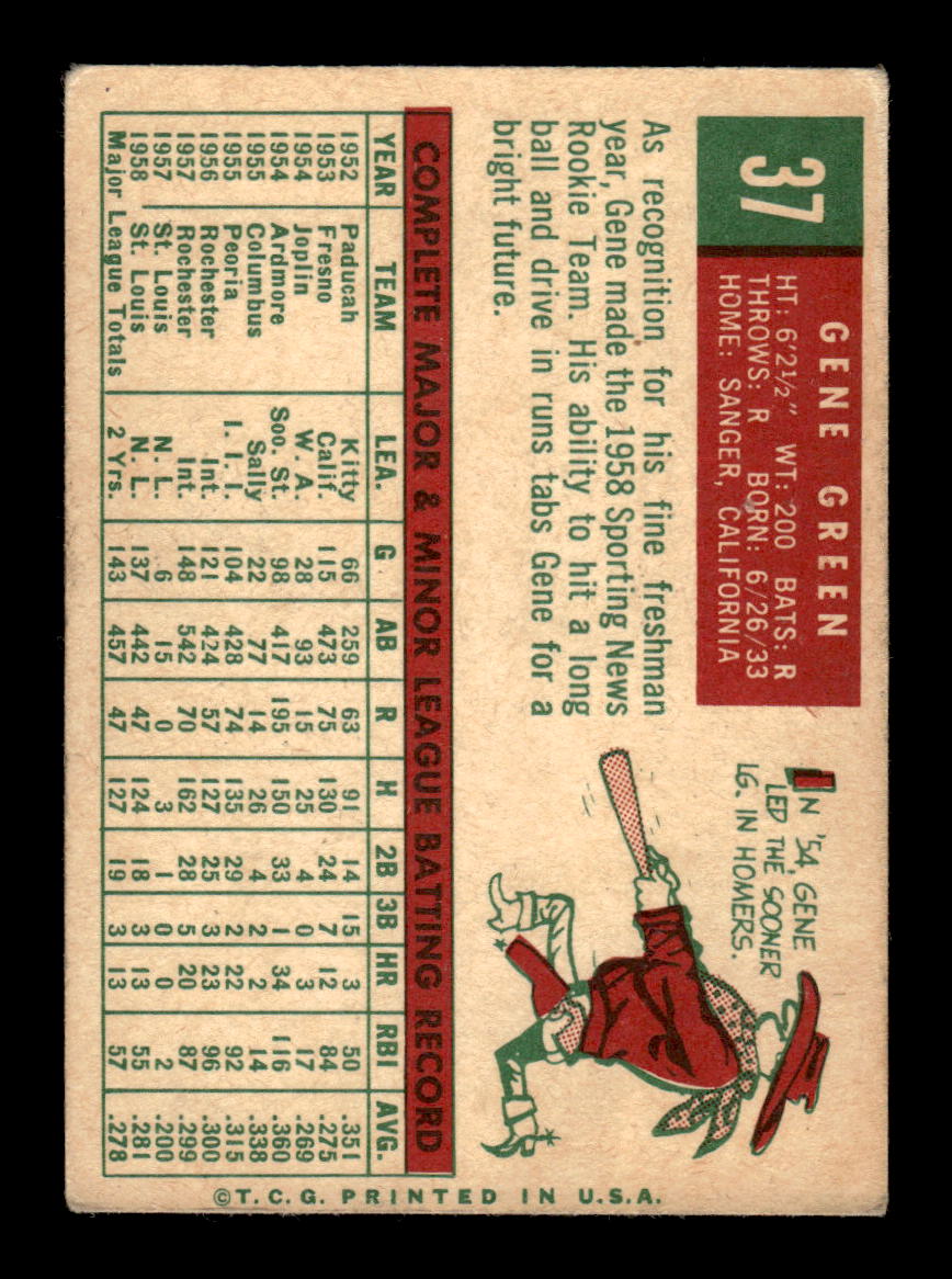 1959 Topps #37 Gene Green St. Louis Cardinals EX KC10009096