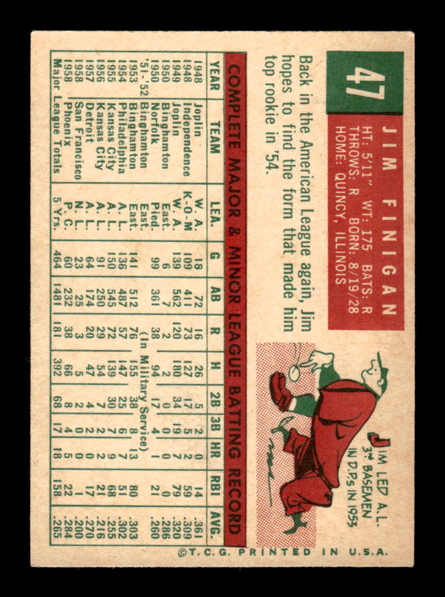 1959 Topps #47 Jim Finigan Baltimore Orioles EXMT KC10009106