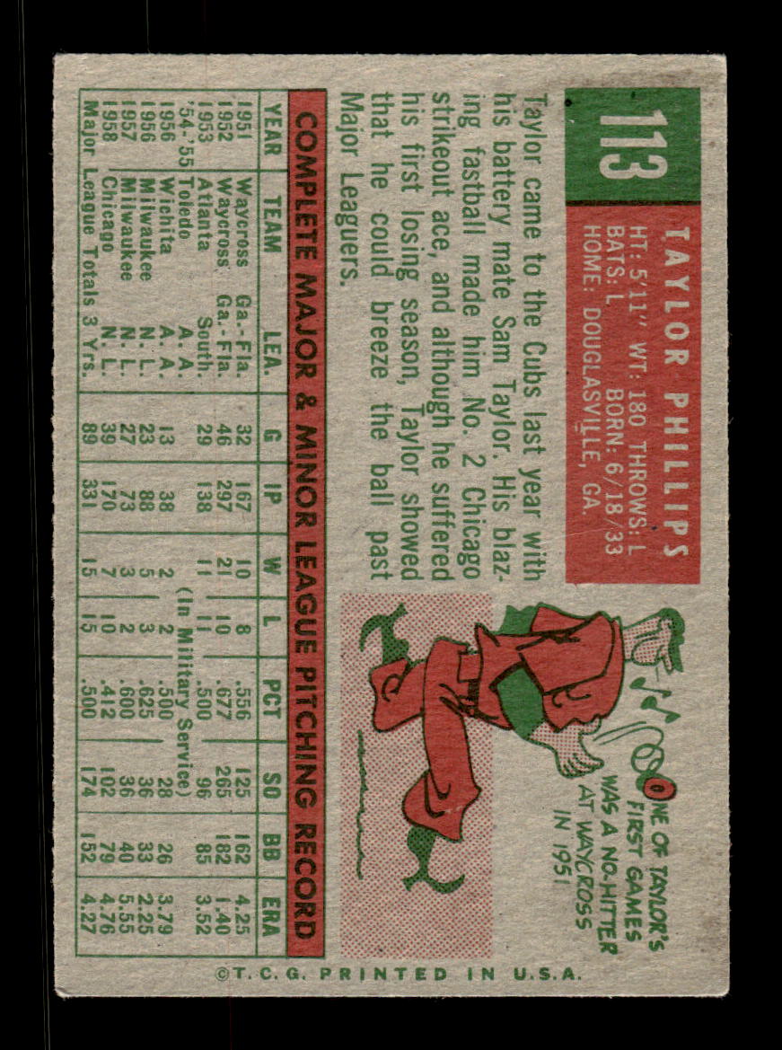1959 Topps #113 Taylor Phillips Chicago Cubs EXMT KC10009162