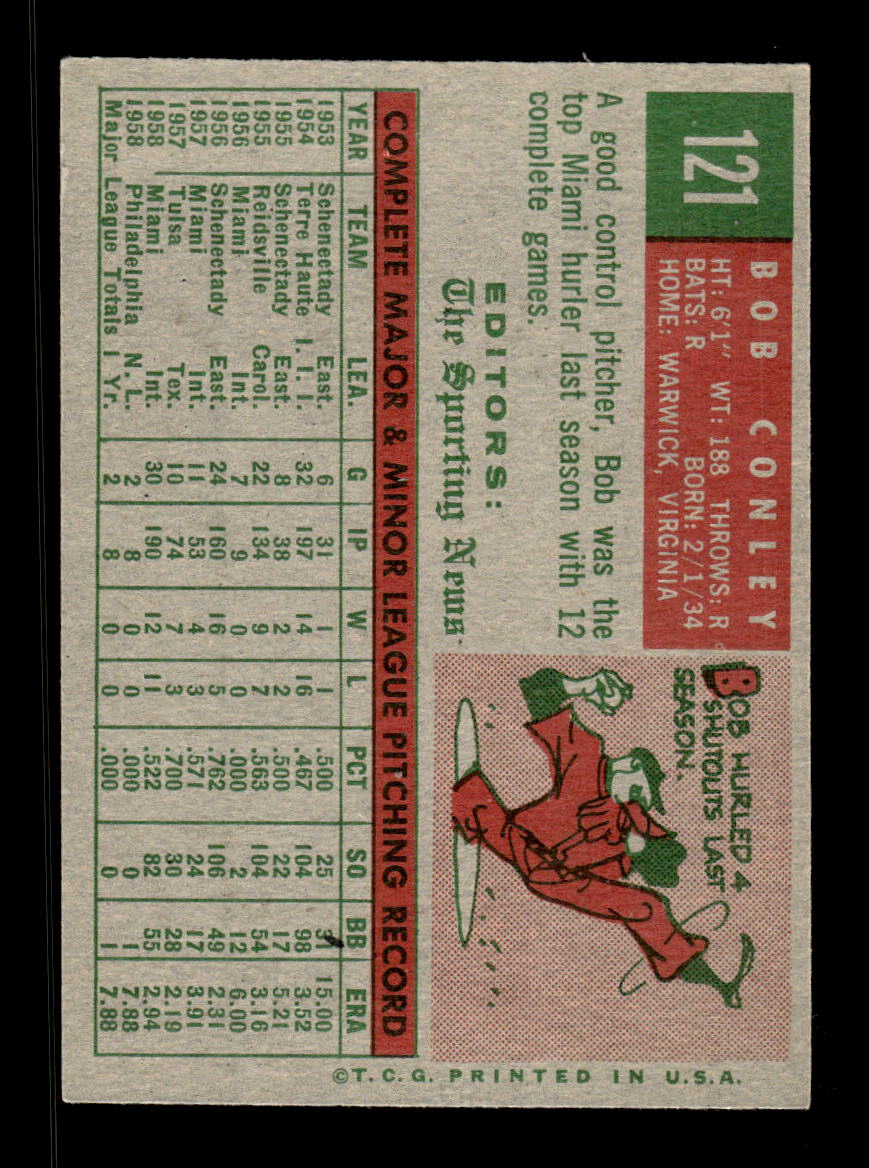 1959 Topps #121 Bob Conley Philadelphia Phillies EXMT KC10009170