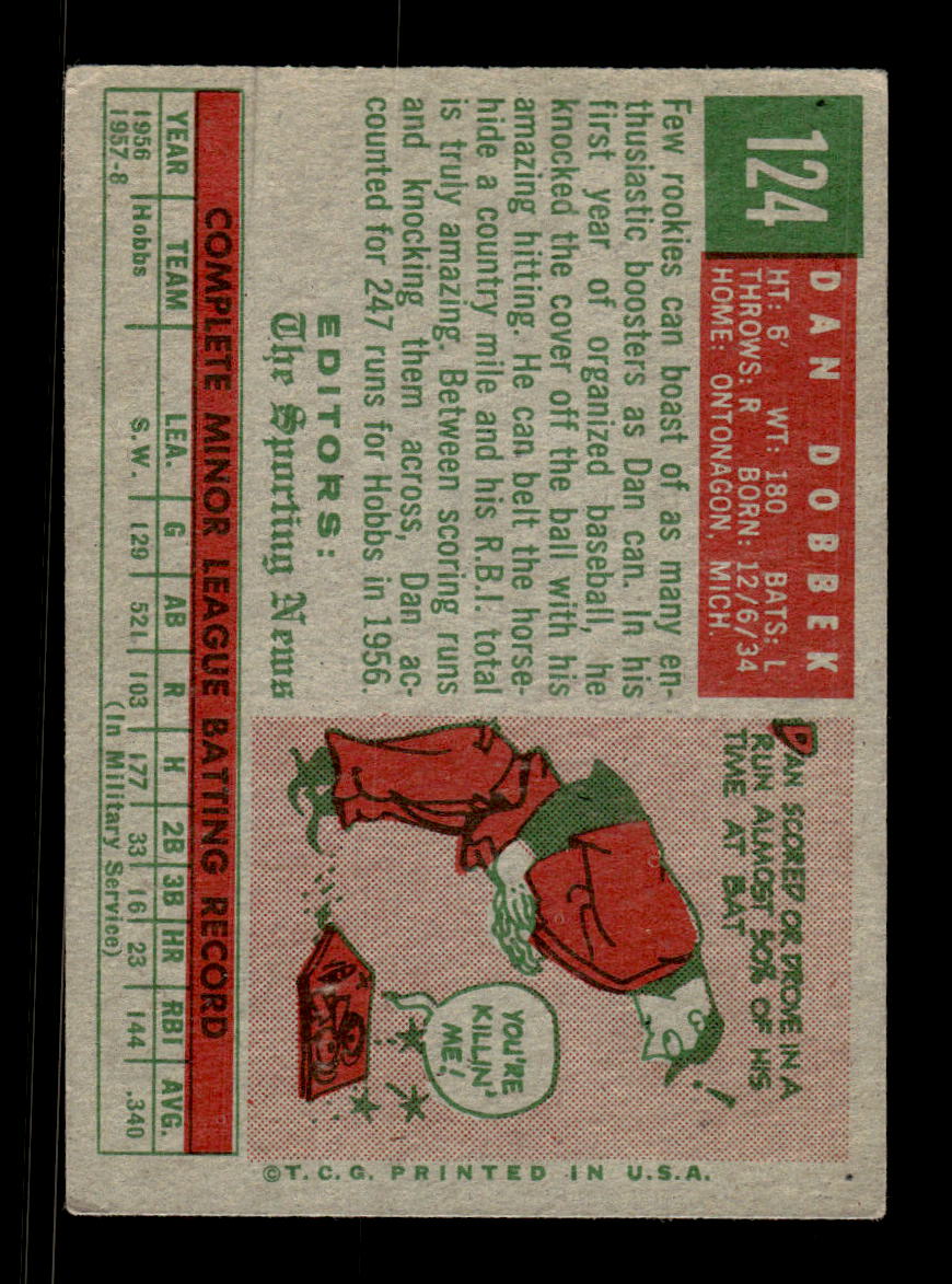 1959 Topps #124 Dan Dobbek Washington Senators EXMT KC10009173