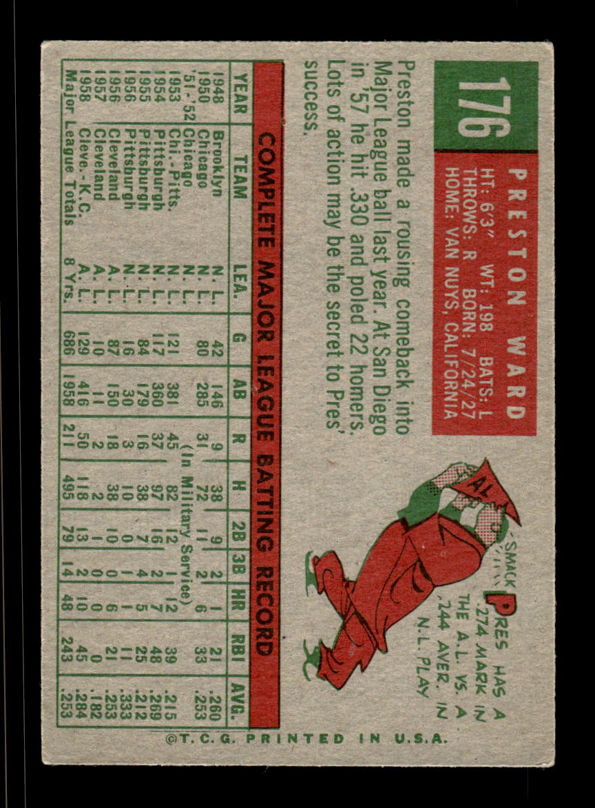 1959 Topps #176 Preston Ward Kansas City Athletics EXMT KC10009218