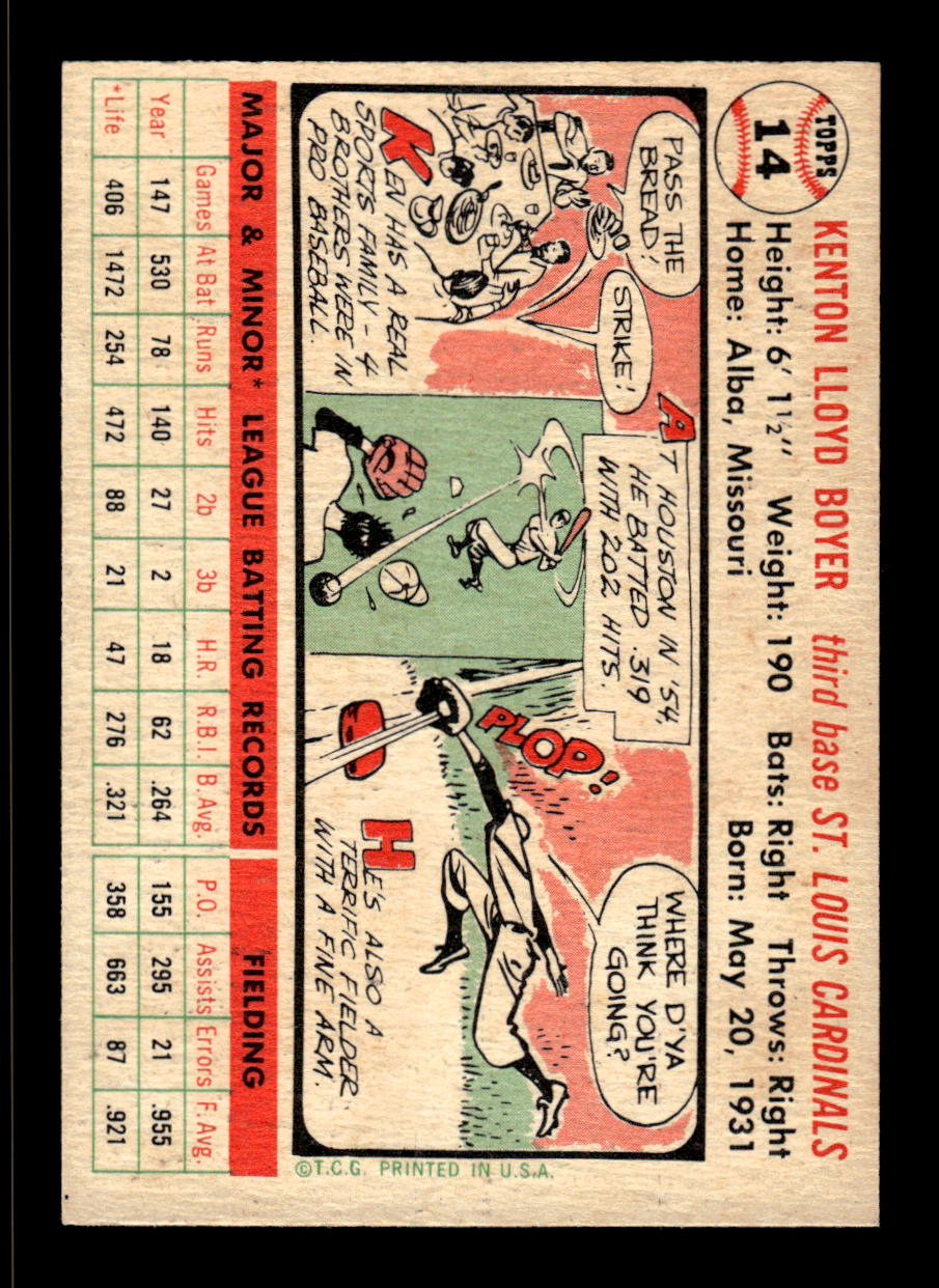 1956 Topps #14a Ken Boyer St. Louis Cardinals G/VG HOF10009259