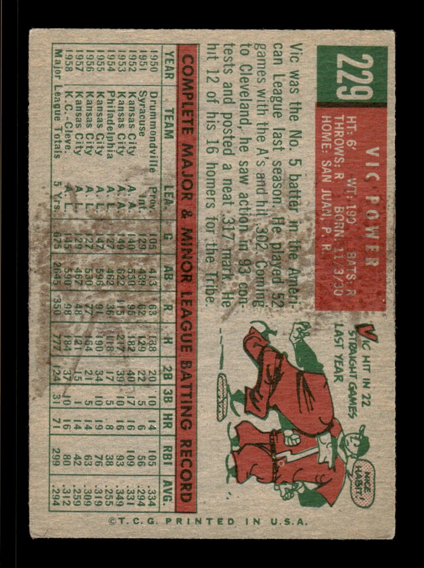 1959 Topps #229a Vic Power Cleveland Indians VGEX HOF10009304