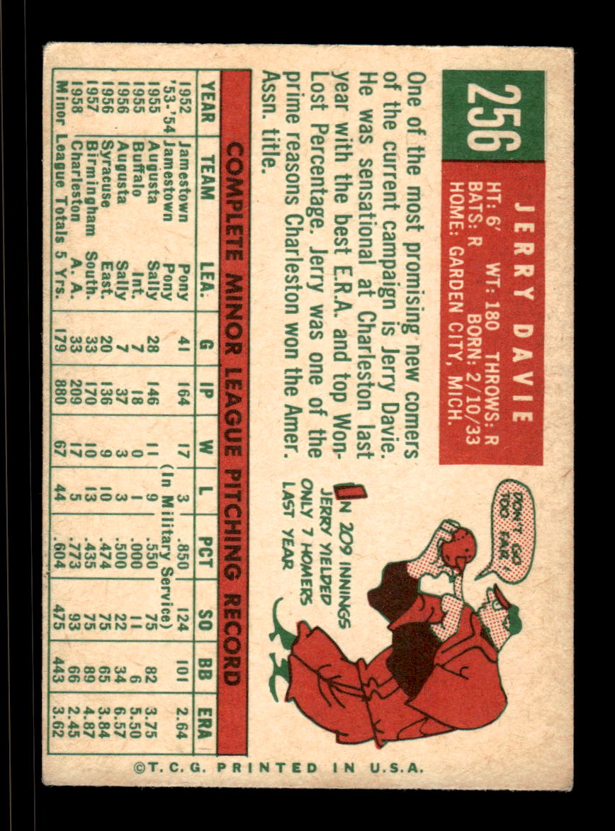 1959 Topps #256b Jerry Davie Detroit Tigers EX HOF10009330