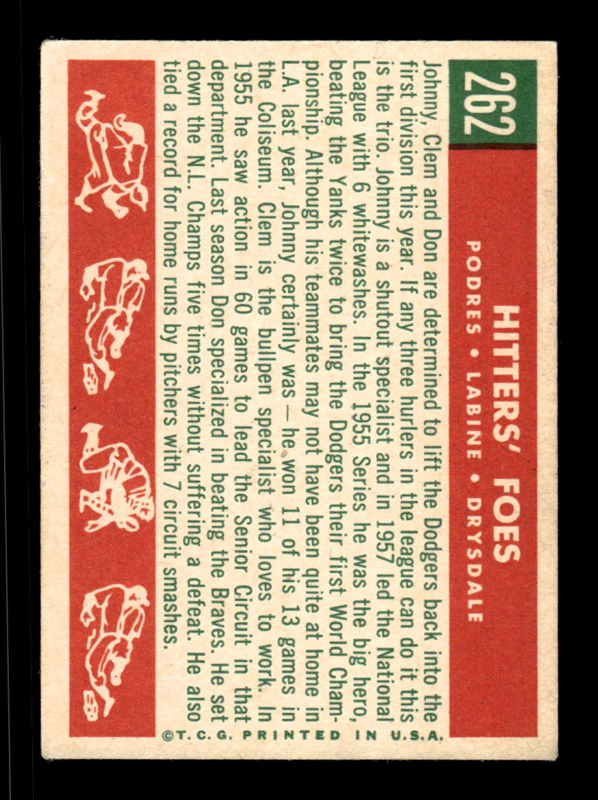 1959 Topps #262a Hitters Foes Podres Labine Drysdale EX HOF10009336