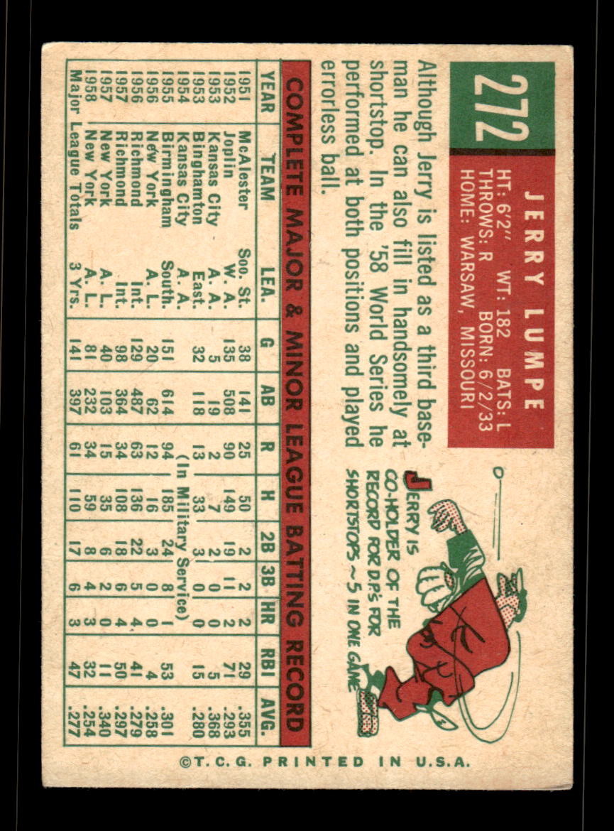 1959 Topps #272a Jerry Lumpe New York Yankees EX HOF10009346
