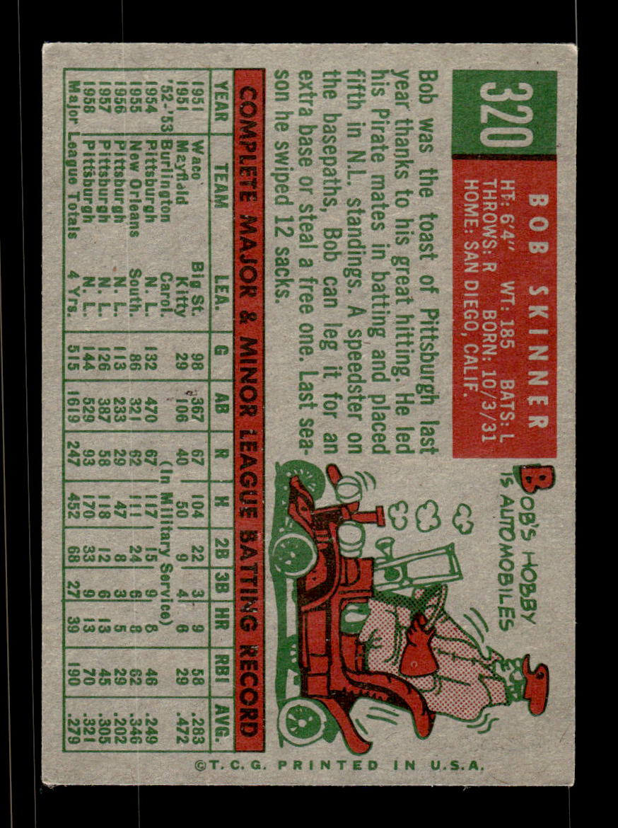1959 Topps #320 Bob Skinner Pittsburgh Pirates EXMT HOF10009388