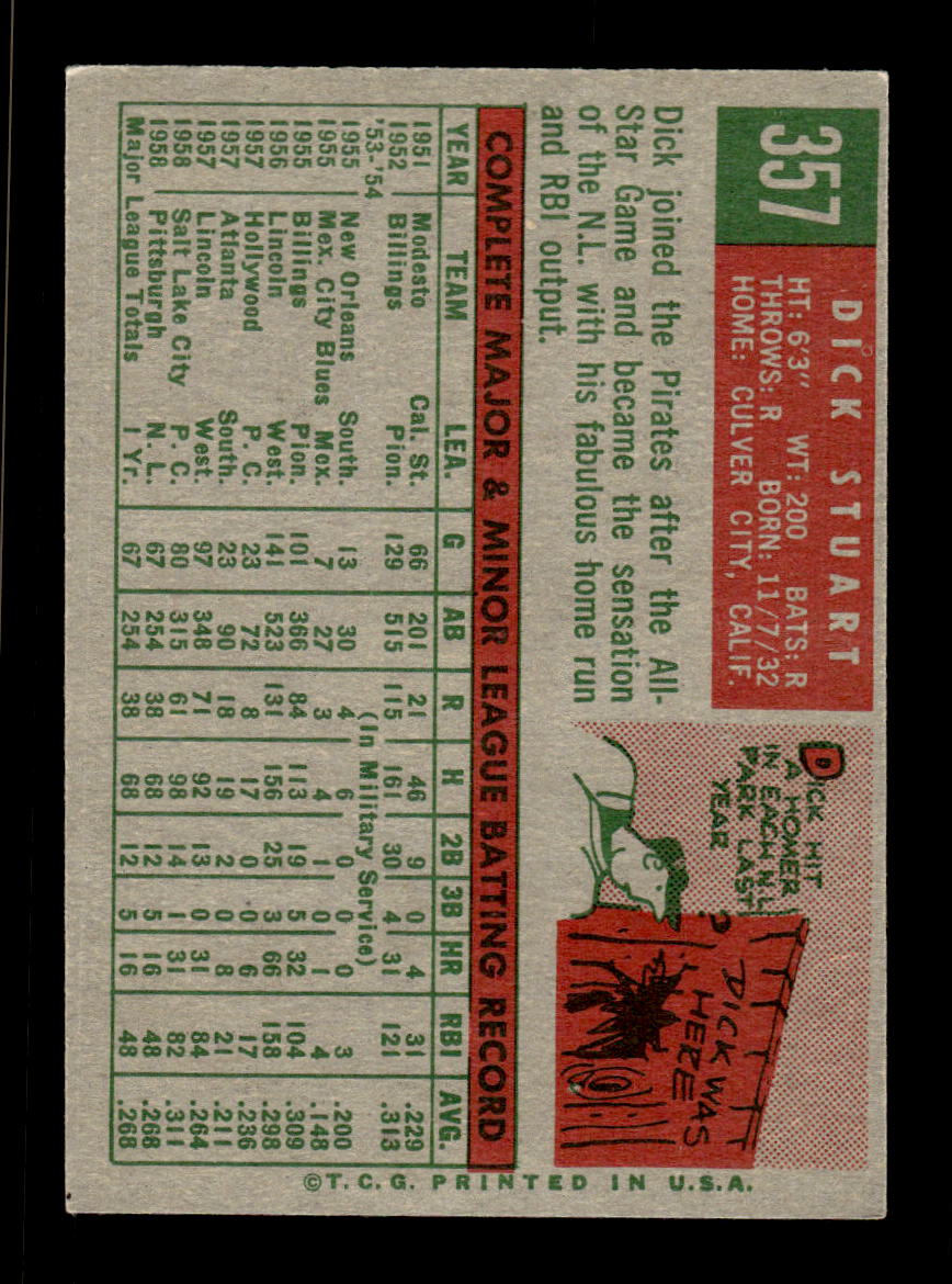 1959 Topps #357 Dick Stuart Pittsburgh Pirates EX HOF10009418