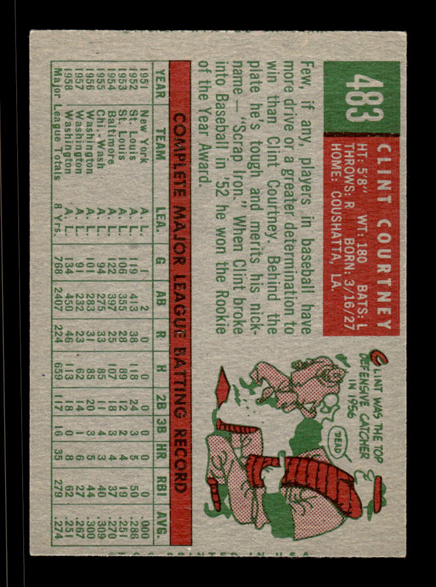 1959 Topps #483 Clint Courtney Washington Senators EX HOF10009463