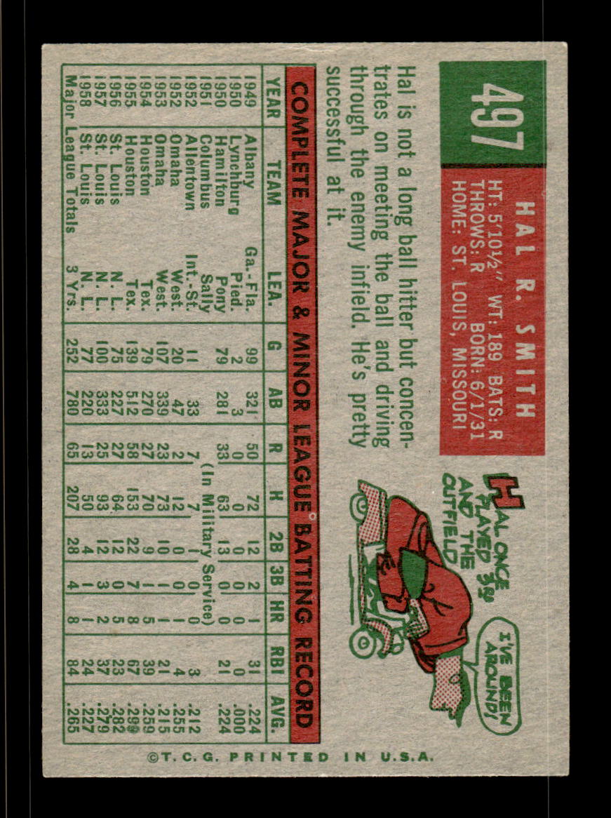 1959 Topps #497 Hal R. Smith St. Louis Cardinals EX HOF10009477