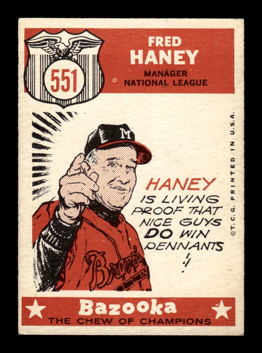 1959 Topps #551 Fred Haney Milwaukee Braves EXMT HOF10009521