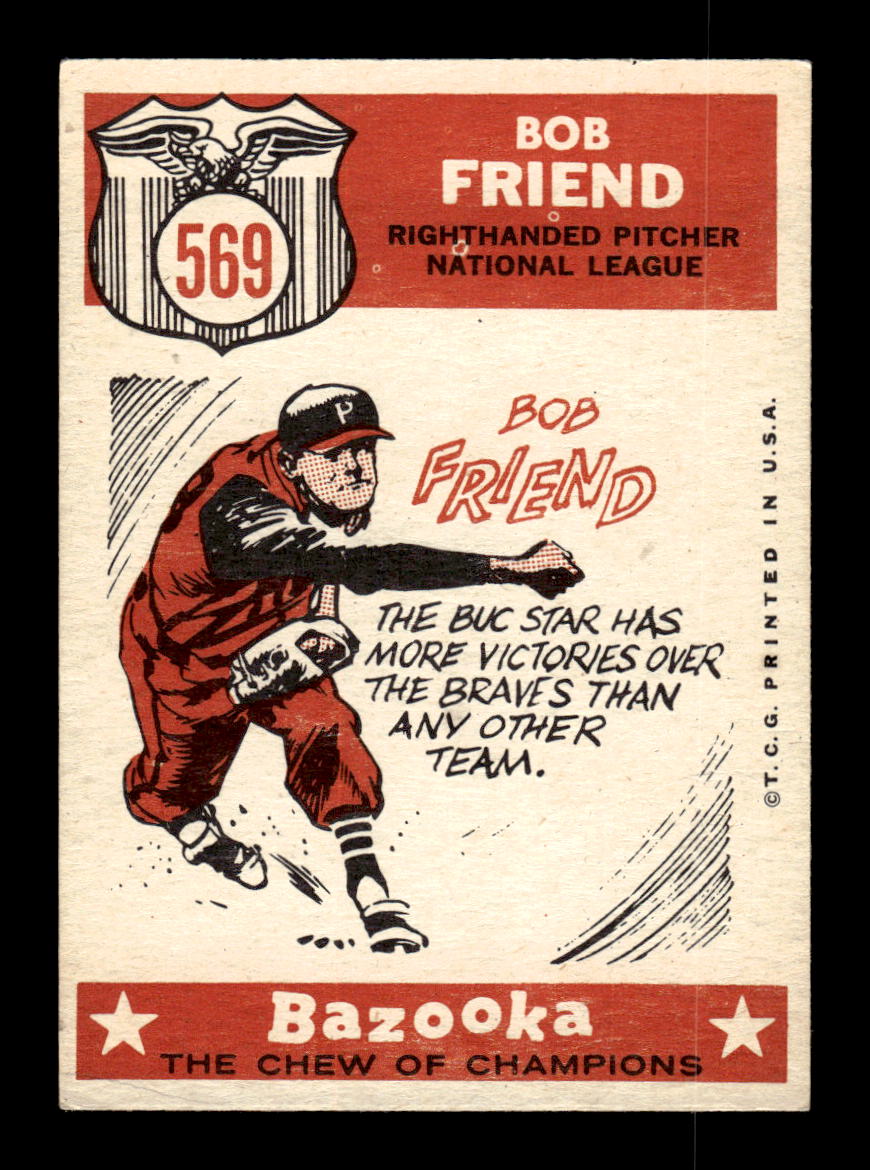 1959 Topps #569 Bob Friend Pittsburgh Pirates EX HOF10009532