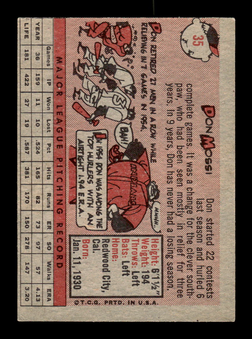 1958 Topps #35a Don Mossi Cleveland Indians EX KC10009563
