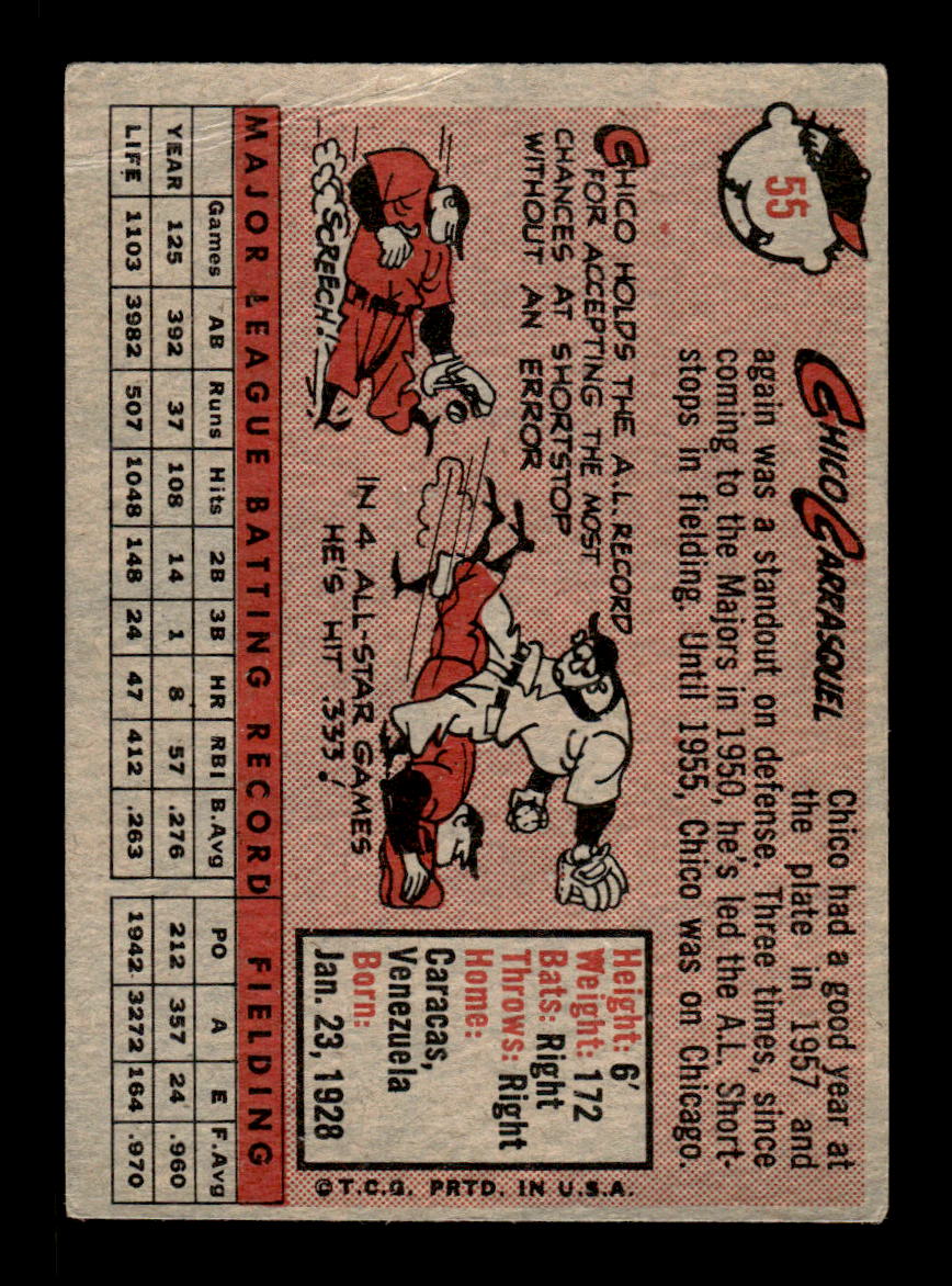 1958 Topps #55 Chico Carrasquel Cleveland Indians VG KC10009581