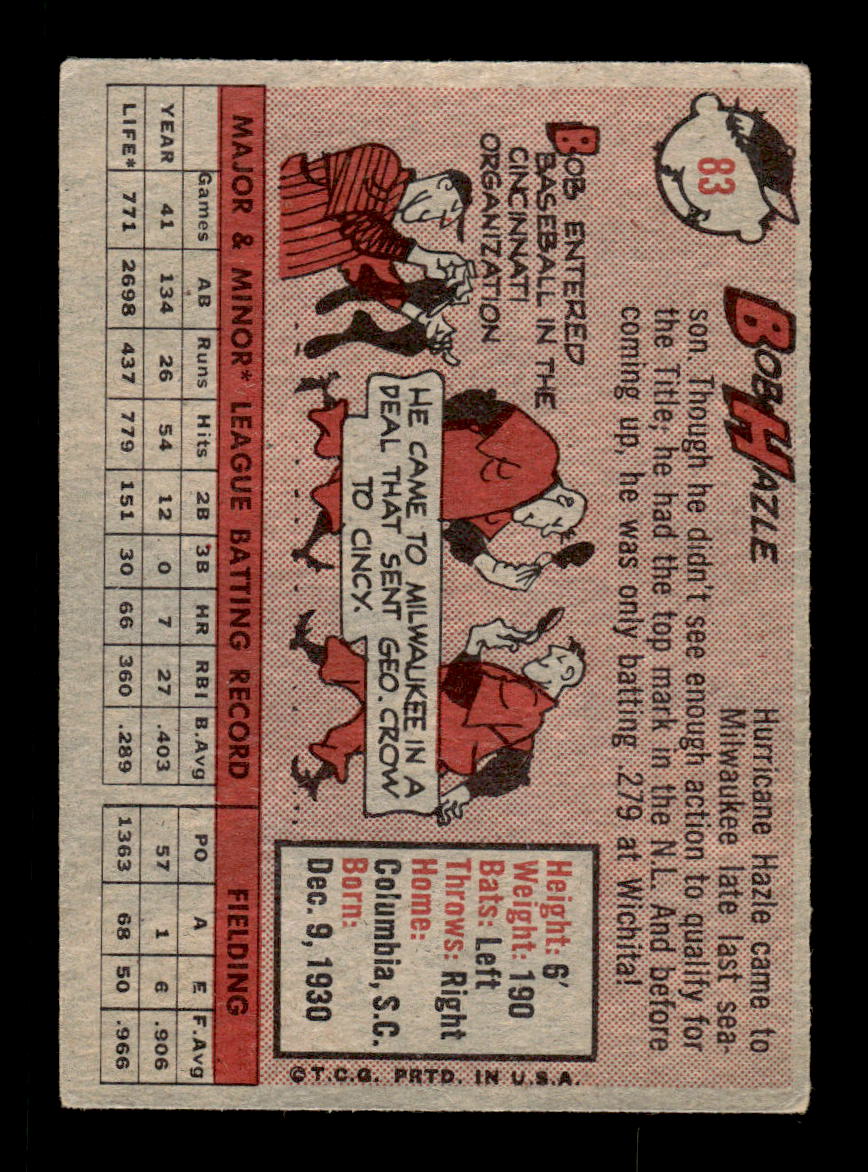 1958 Topps #83 Bob Hazle Milwaukee Braves EX KC10009607