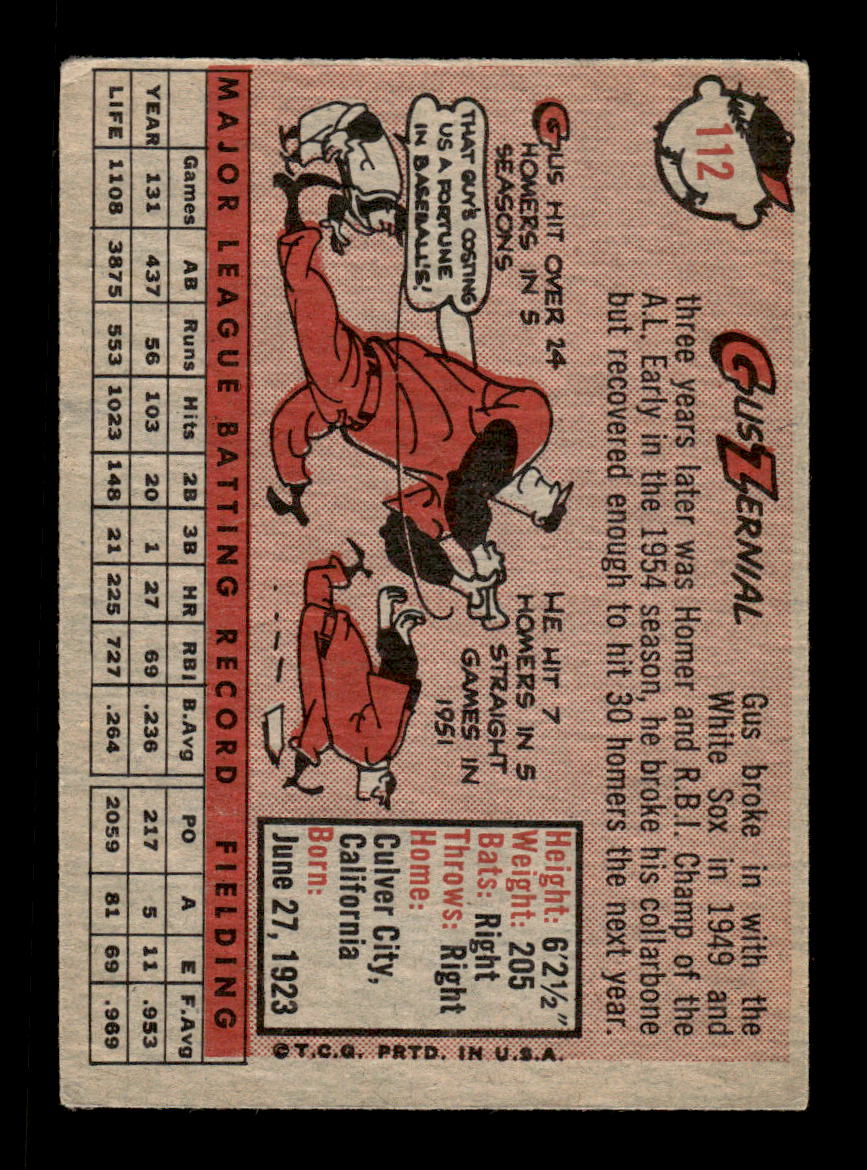 1958 Topps #112 Gus Zernial Detroit Tigers EX KC10009633
