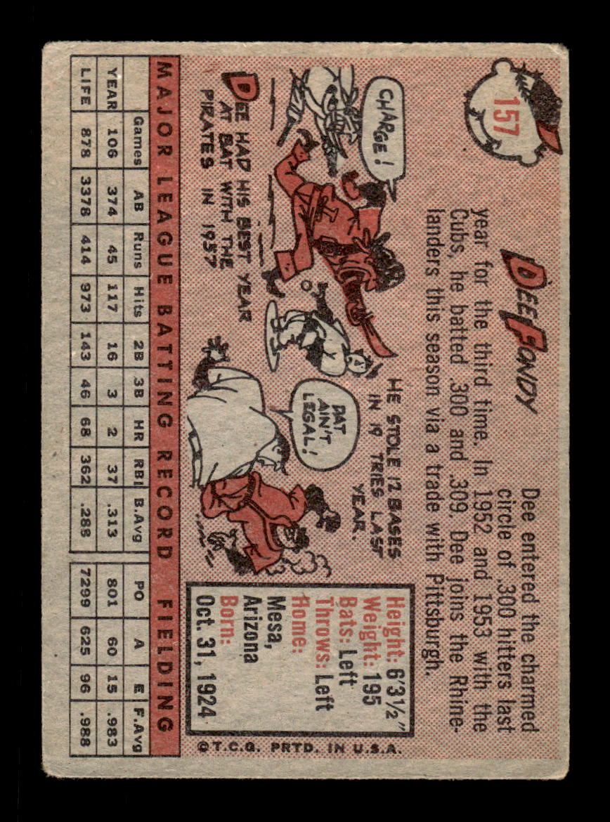 1958 Topps #157 Dee Fondy Cincinnati Redlegs VG KC10009676