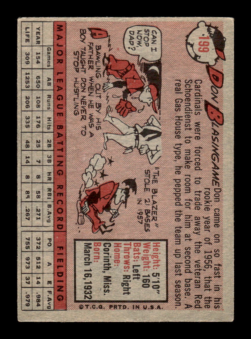 1958 Topps #199 Don Blasingame St. Louis Cardinals VGEX KC10009717