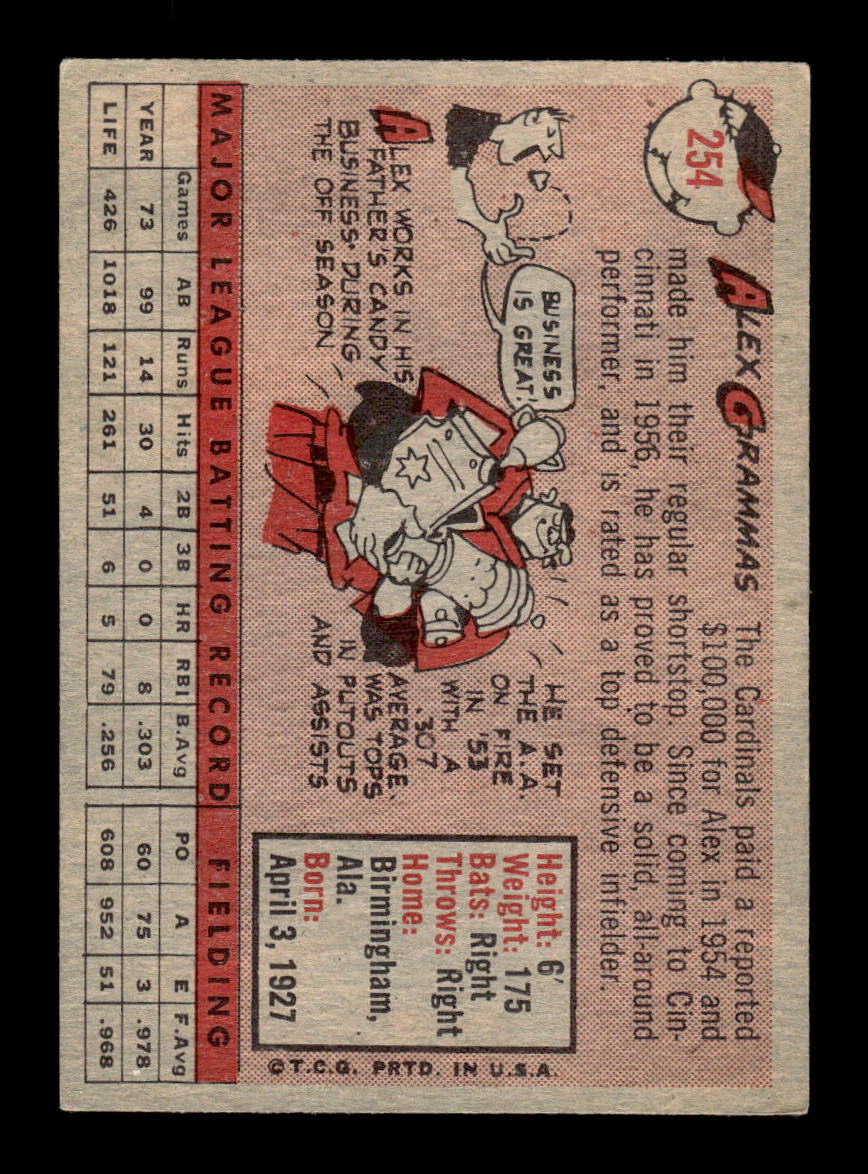 1958 Topps #254 Alex Grammas Cincinnati Redlegs VGEX HOF10009799