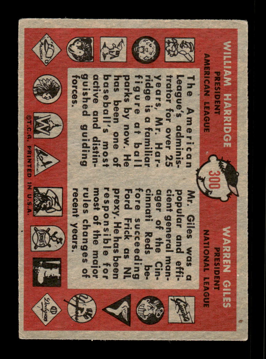 1958 Topps #300 League Presidents Harridge Giles VGEX HOF10009875