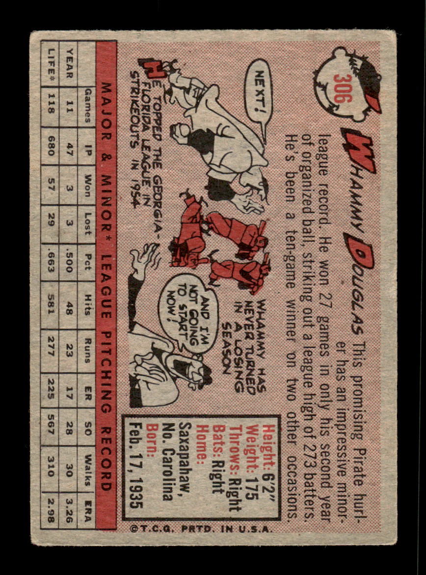 1958 Topps #306 Whammy Douglas Pittsburgh Pirates VGEX HOF10009881