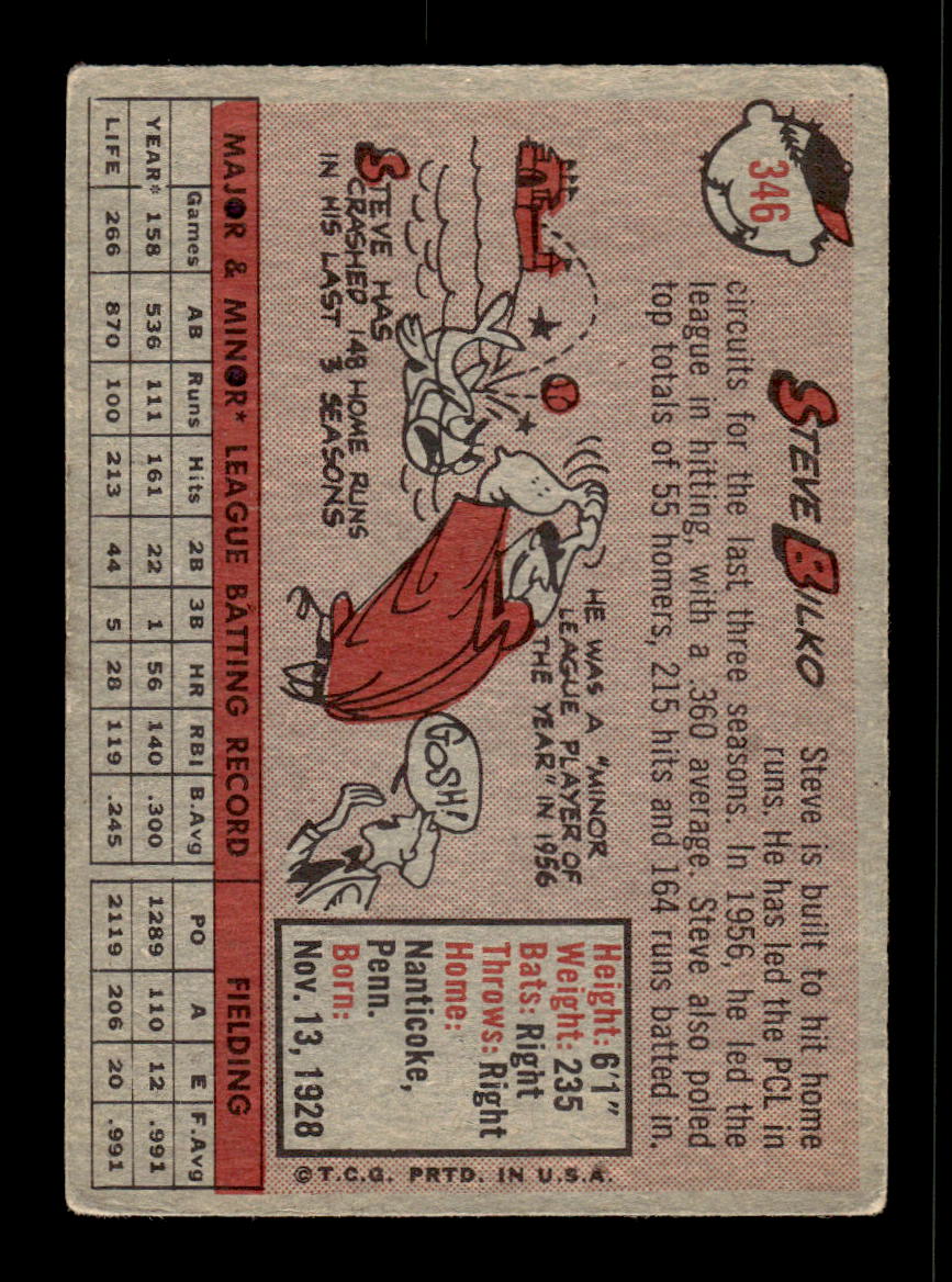 1958 Topps #346 Steve Bilko Cincinnati Redlegs VGEX HOF10009914