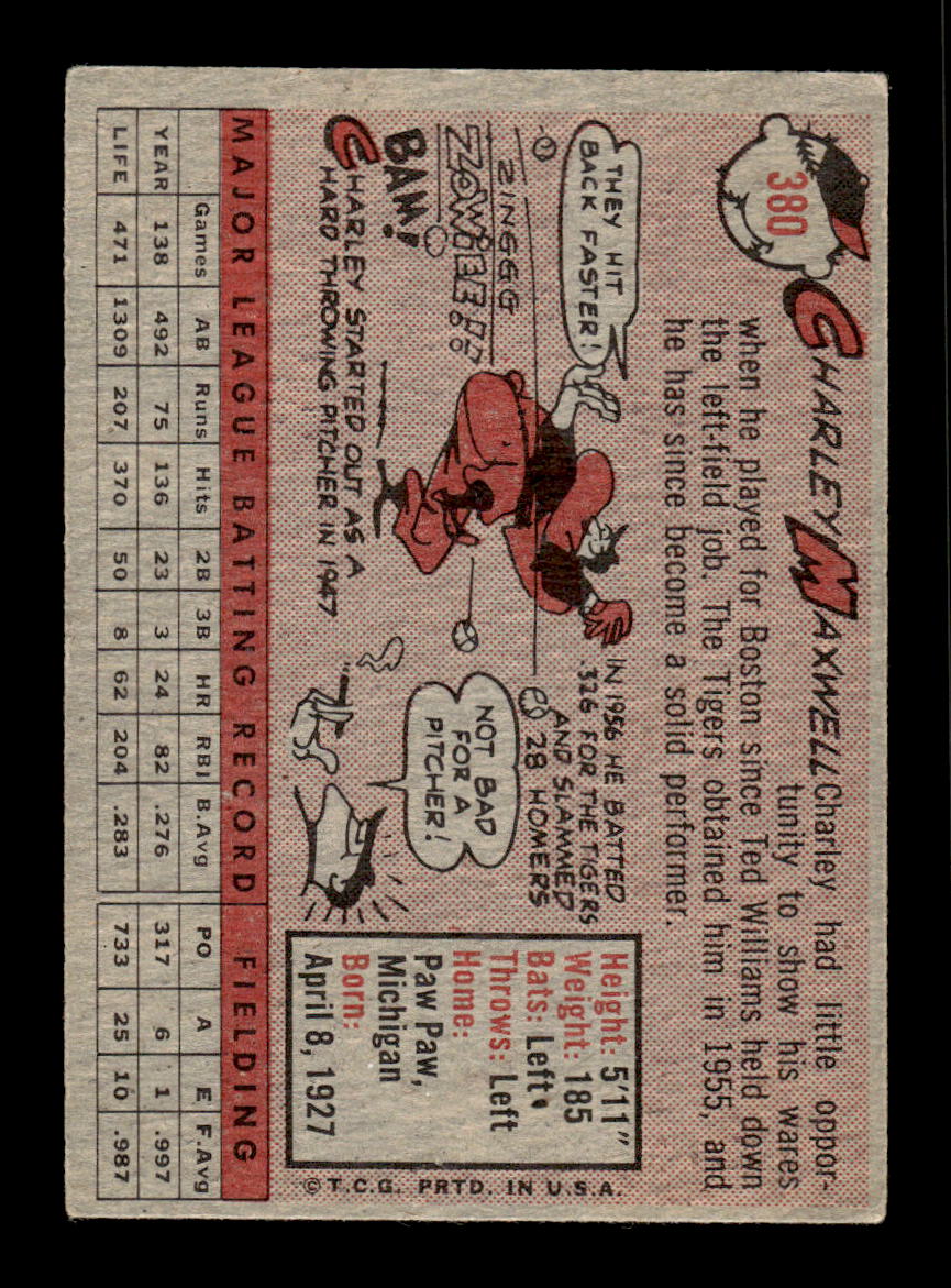 1958 Topps #380 Charley Maxwell Detroit Tigers VGEX HOF10009946