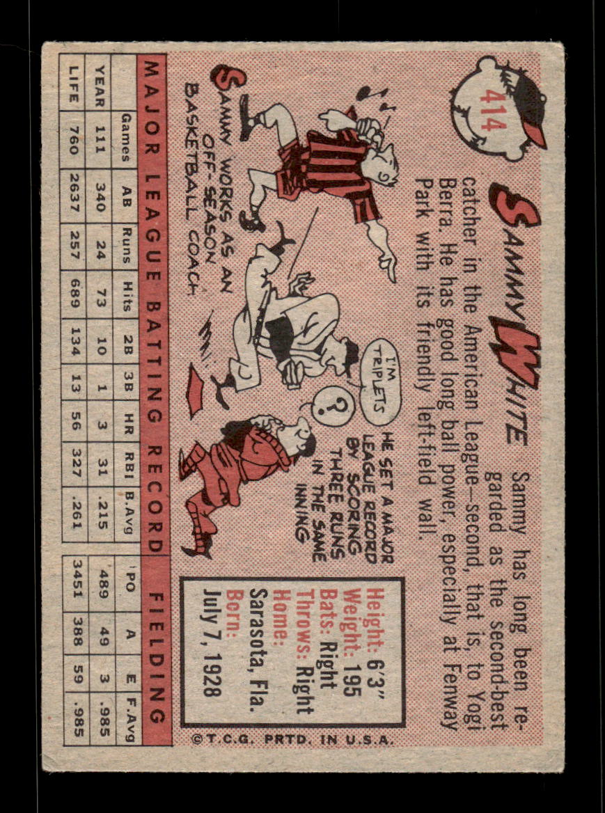 1958 Topps #414 Sammy White Boston Red Sox VGEX HOF10010042