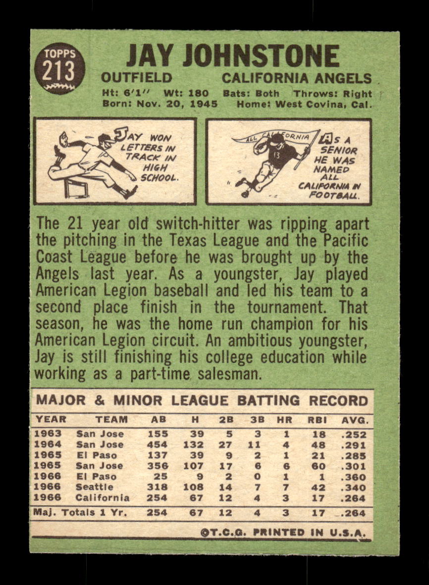 1967 Topps #213 Jay Johnstone PACK FRESH HOF10010290