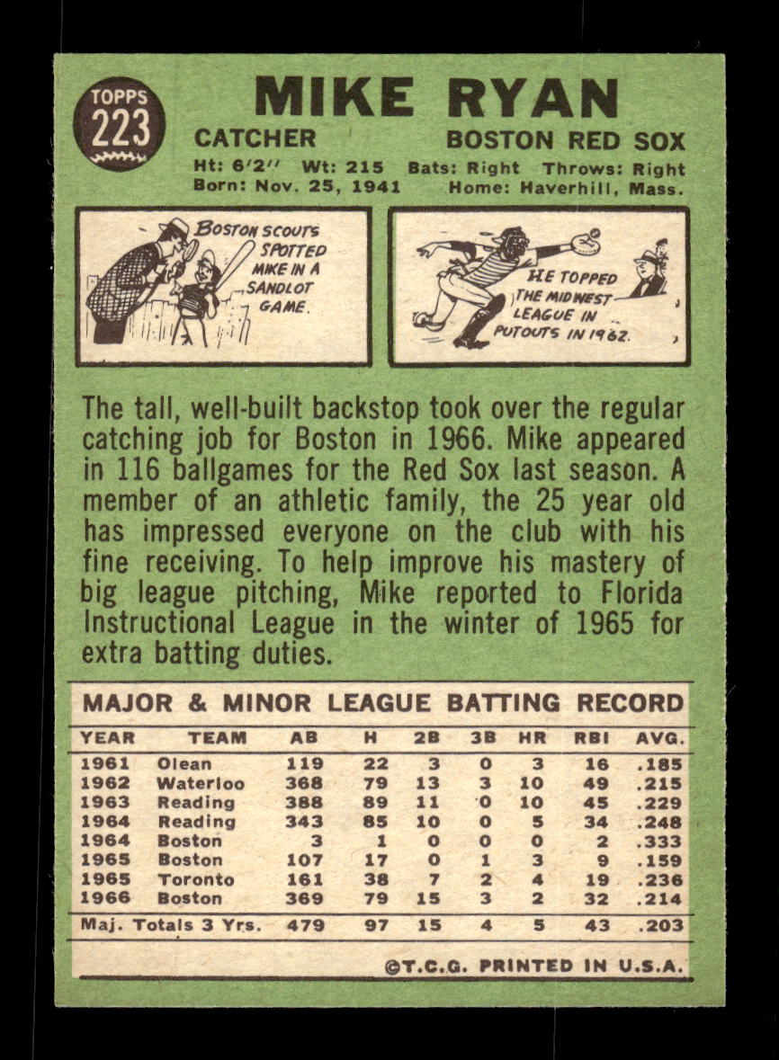 1967 Topps #223 Mike Ryan PACK FRESH HOF10010298
