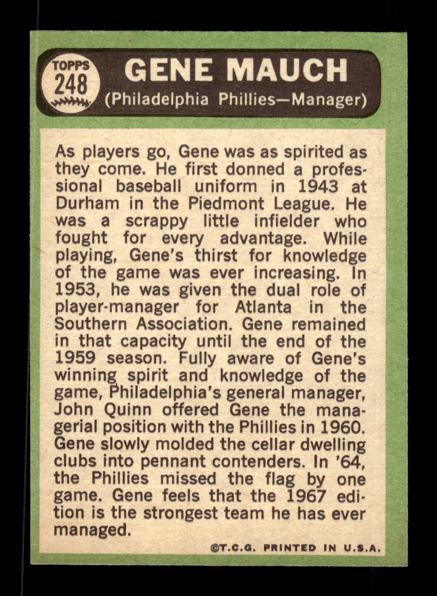 1967 Topps #248 Gene Mauch PACK FRESH HOF10010320