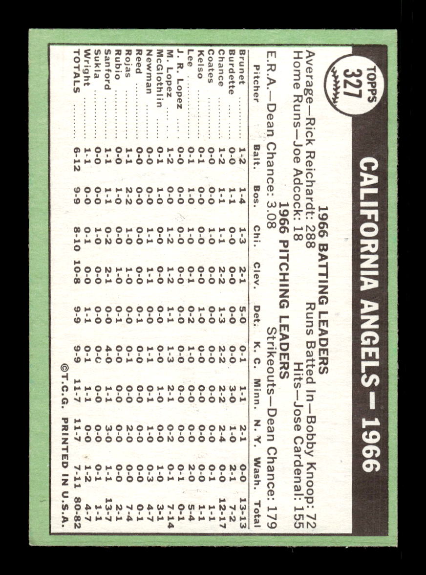 1967 Topps #327 California Angels PACK FRESH HOF10010391