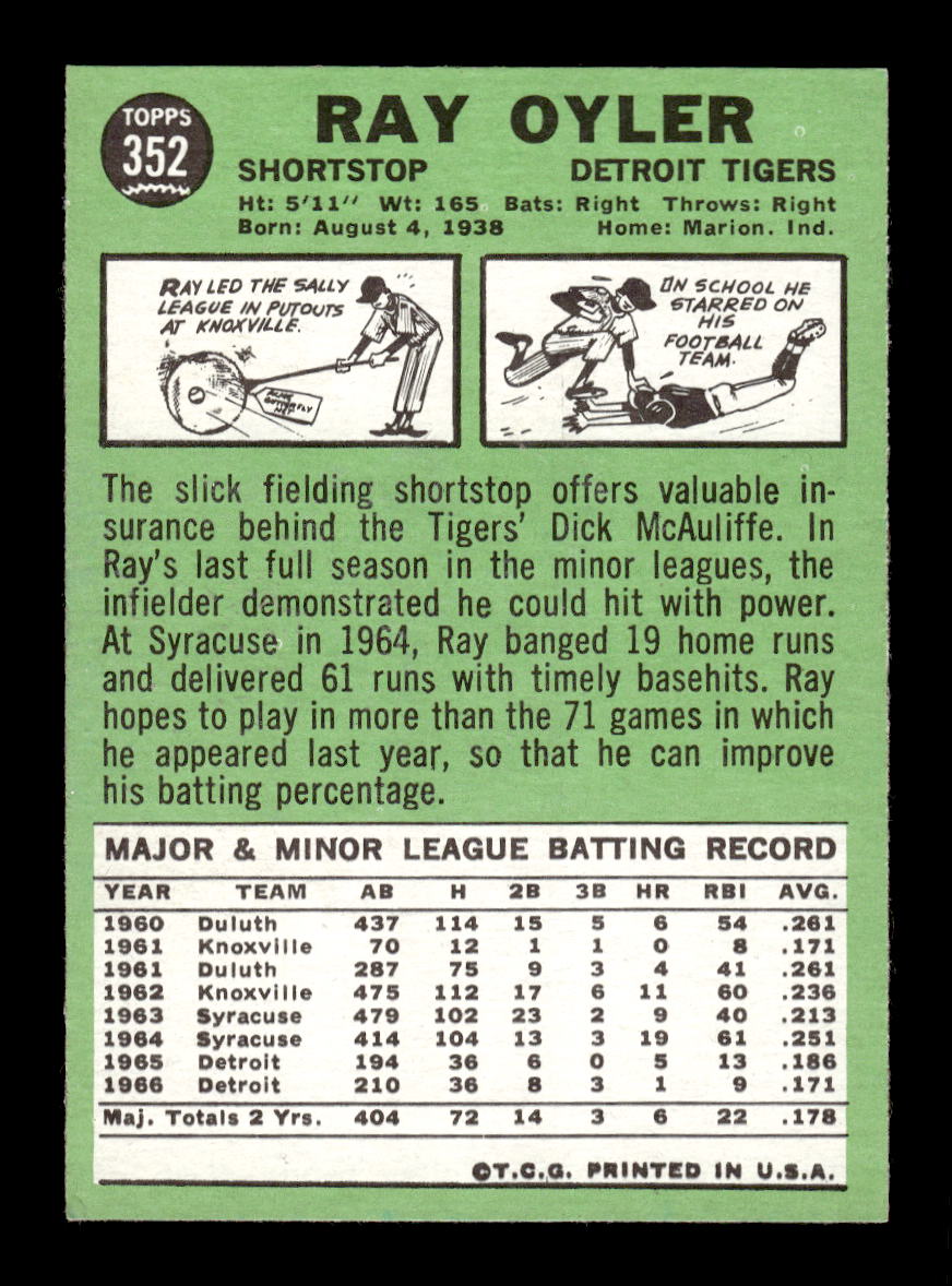 1967 Topps #352 Ray Oyler PACK FRESH HOF10010413