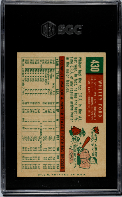 1959 Topps #430 Whitey Ford SGC 5.5 SN 9079979