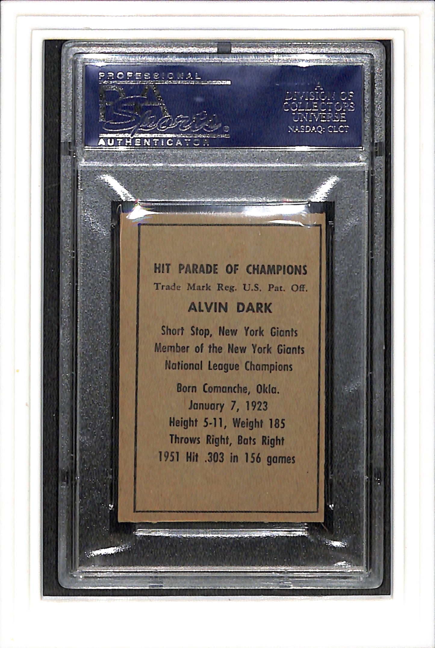 1952 Berk Ross # Alvin Dark PSA 6 SN 22087161