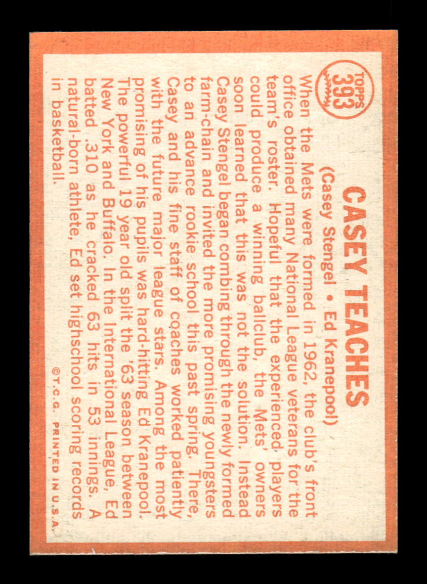 1964 Topps #393 Casey Teaches Casey Stengel Ed Kranepool EX HOF10010629