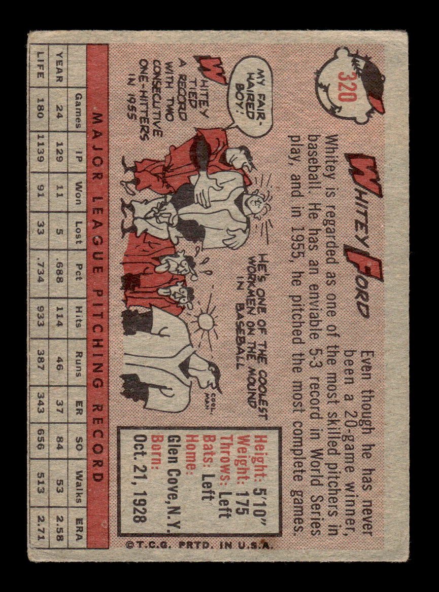 1958 Topps #320 Whitey Ford New York Yankees VG HOF10010743